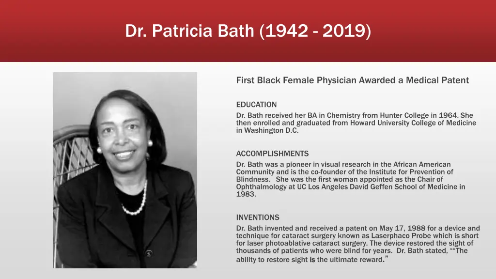 dr patricia bath 1942 2019