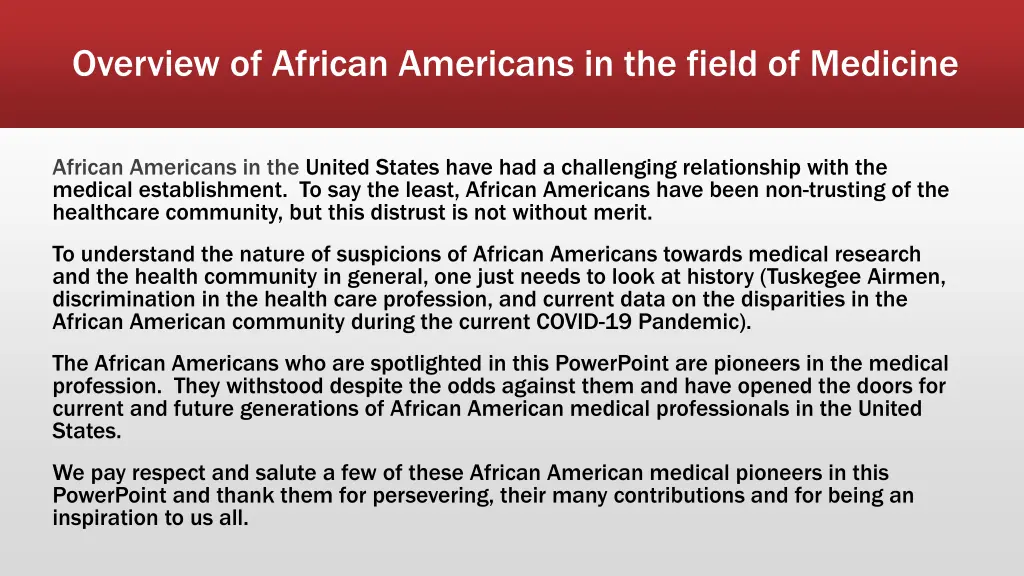 overview of african americans in the field