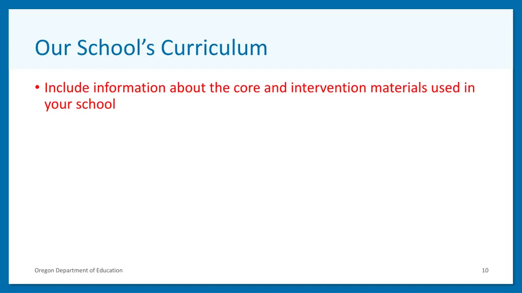 our school s curriculum