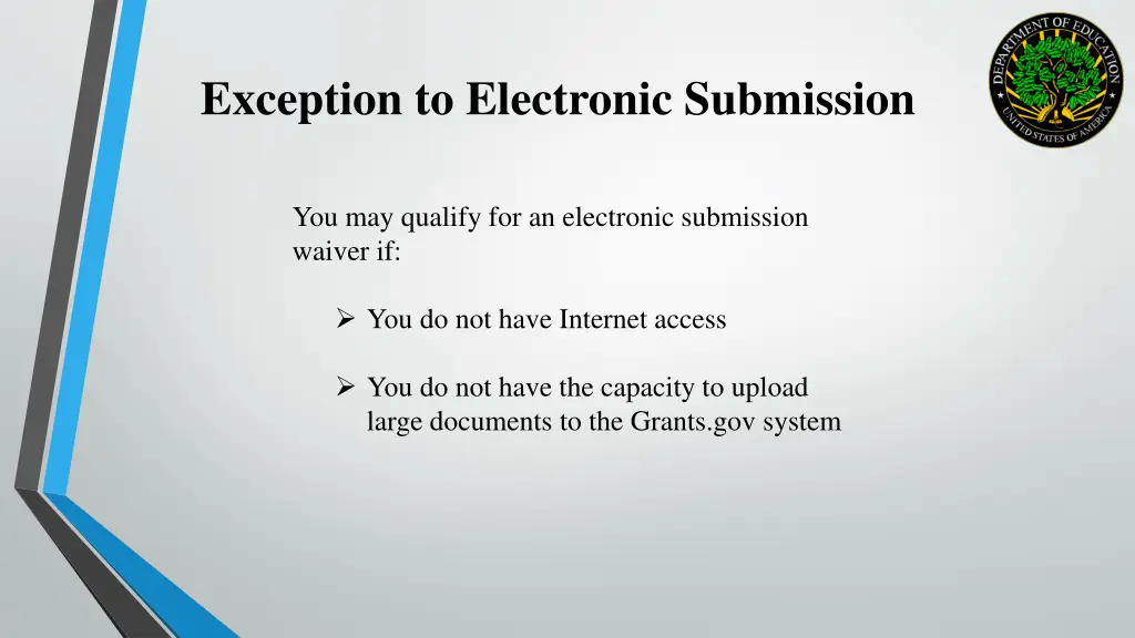 exception to electronic submission