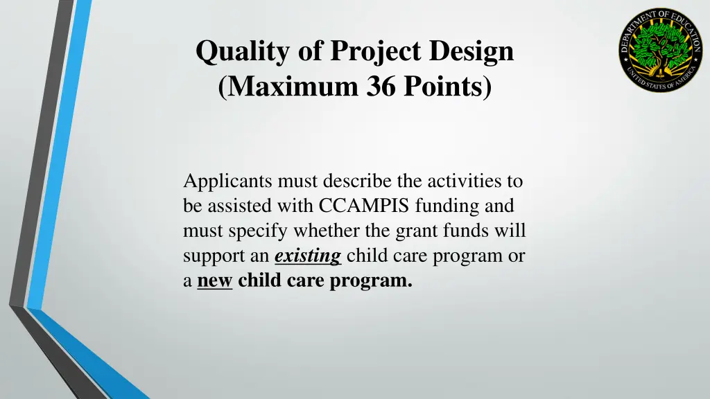 quality of project design maximum 36 points