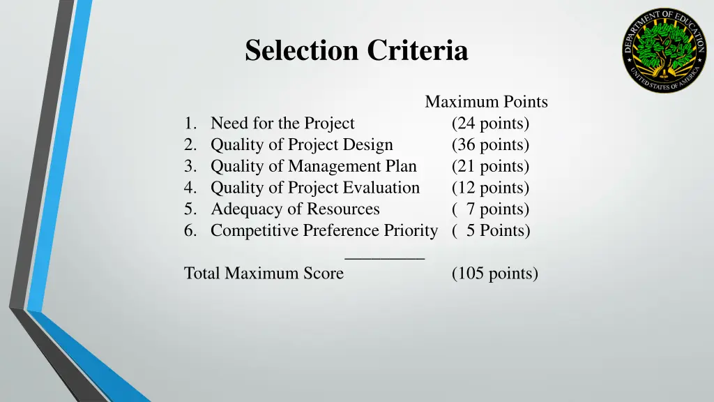 selection criteria