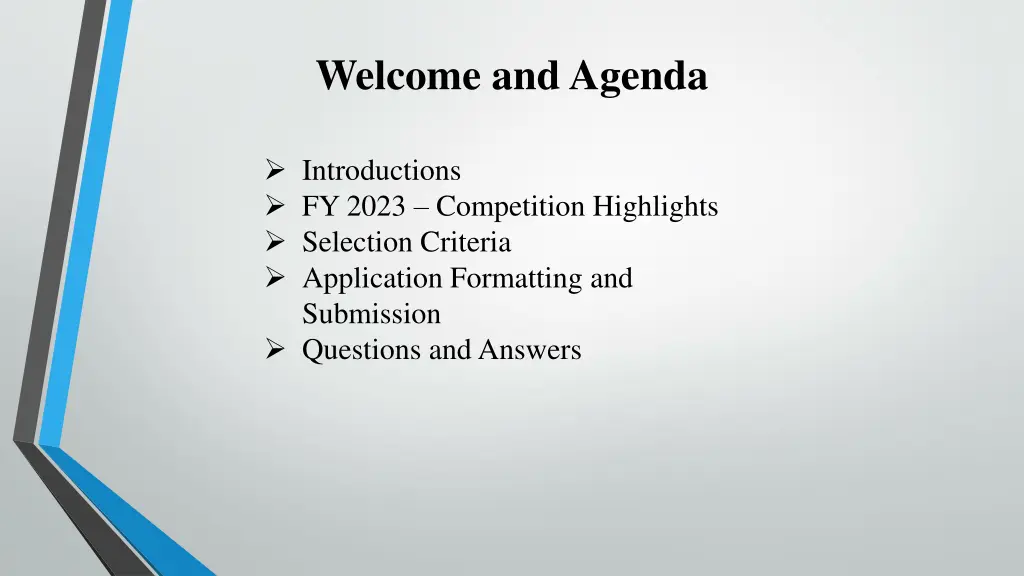 welcome and agenda