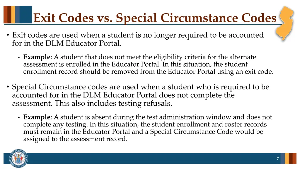 exit codes vs special circumstance codes