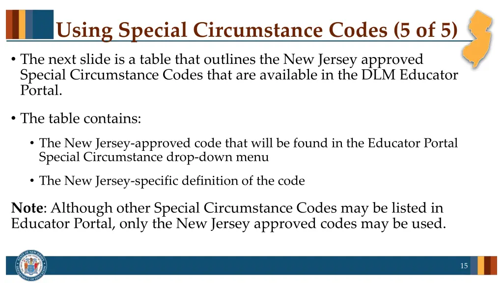 using special circumstance codes 5 of 5