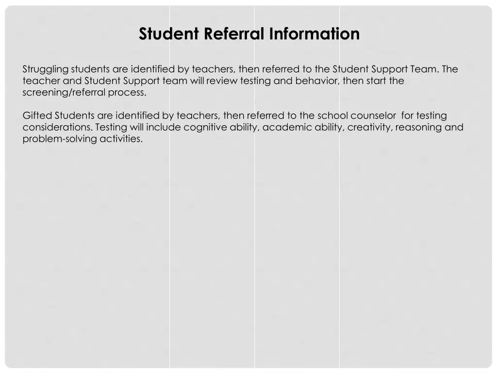 student referral information