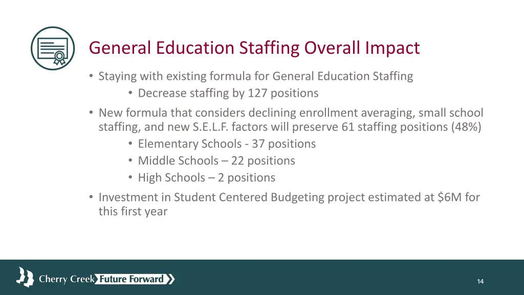 general education staffing overall impact