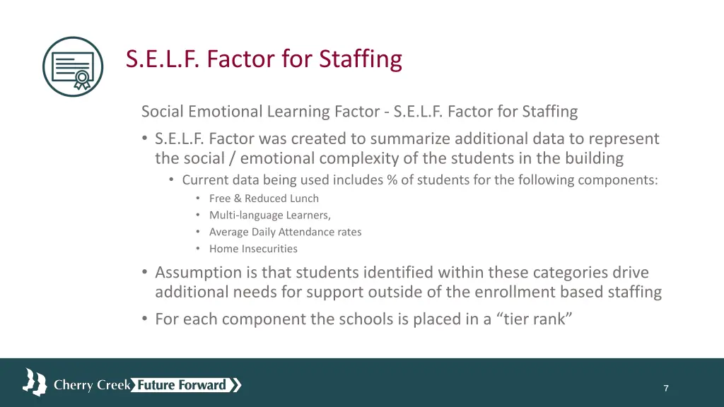 s e l f factor for staffing