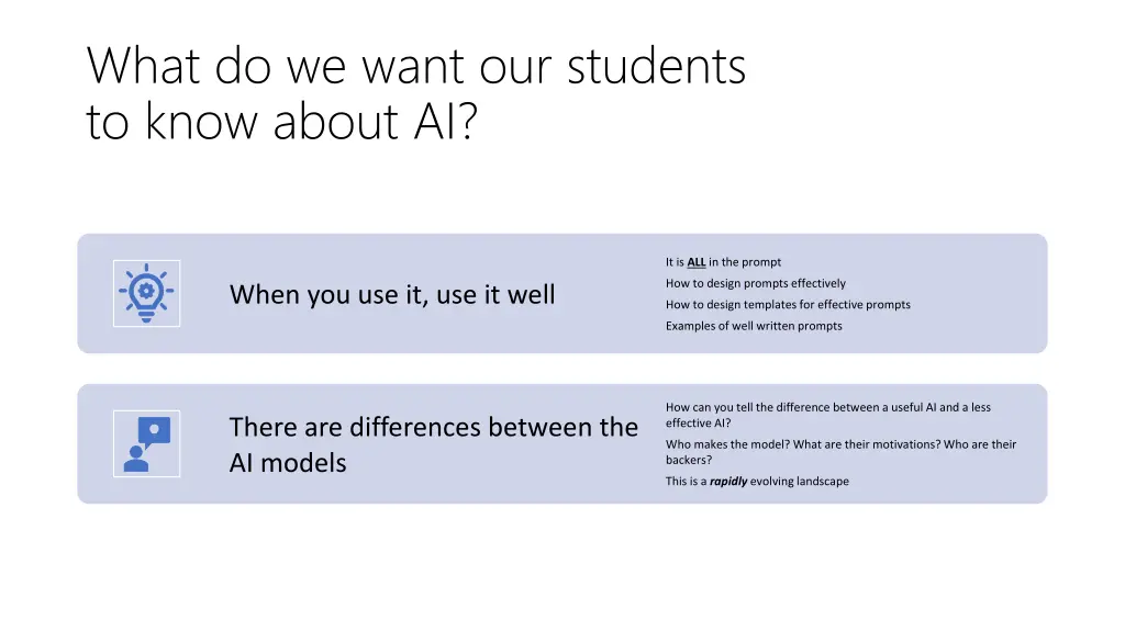 what do we want our students to know about ai