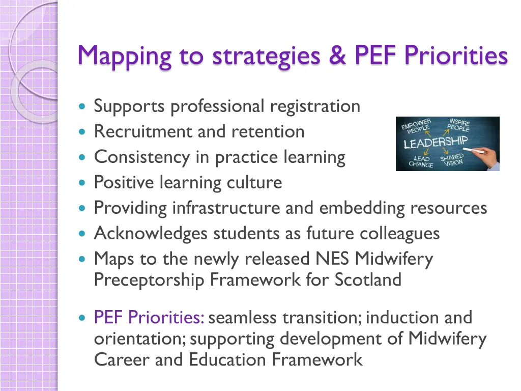 mapping to strategies pef priorities