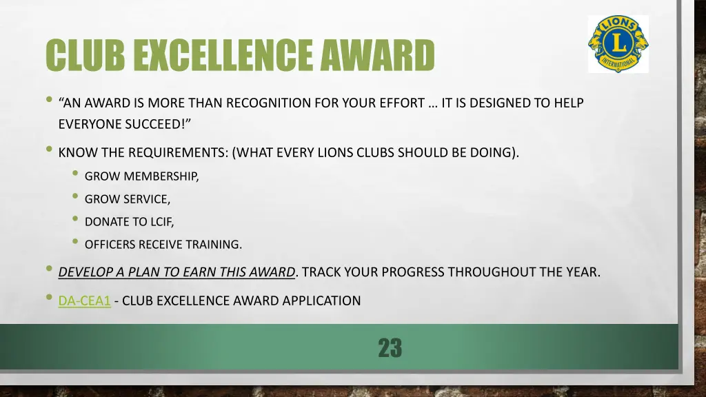 club excellence award an award is more than