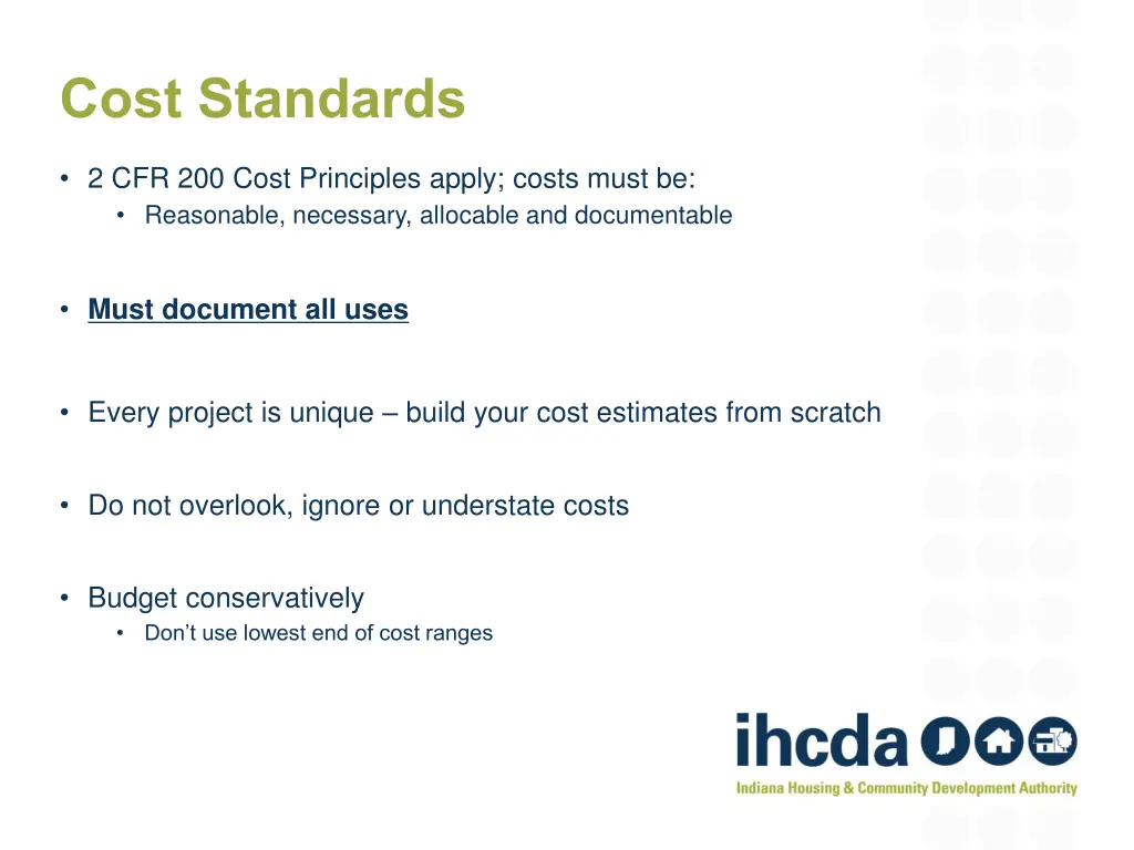 cost standards