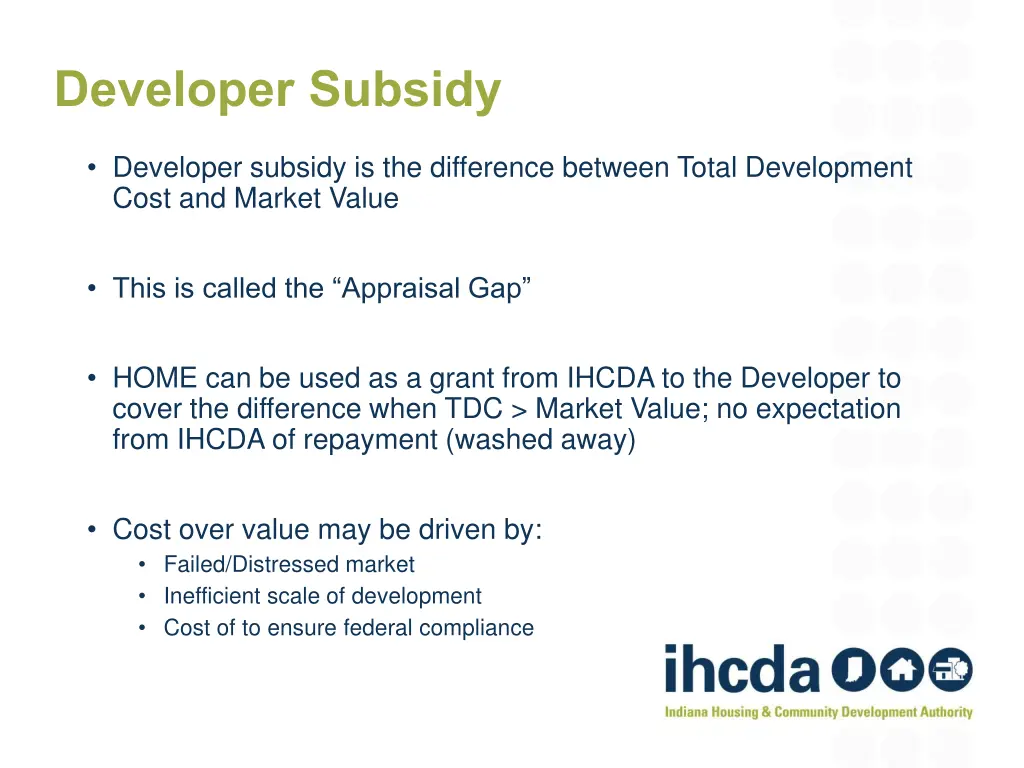 developer subsidy