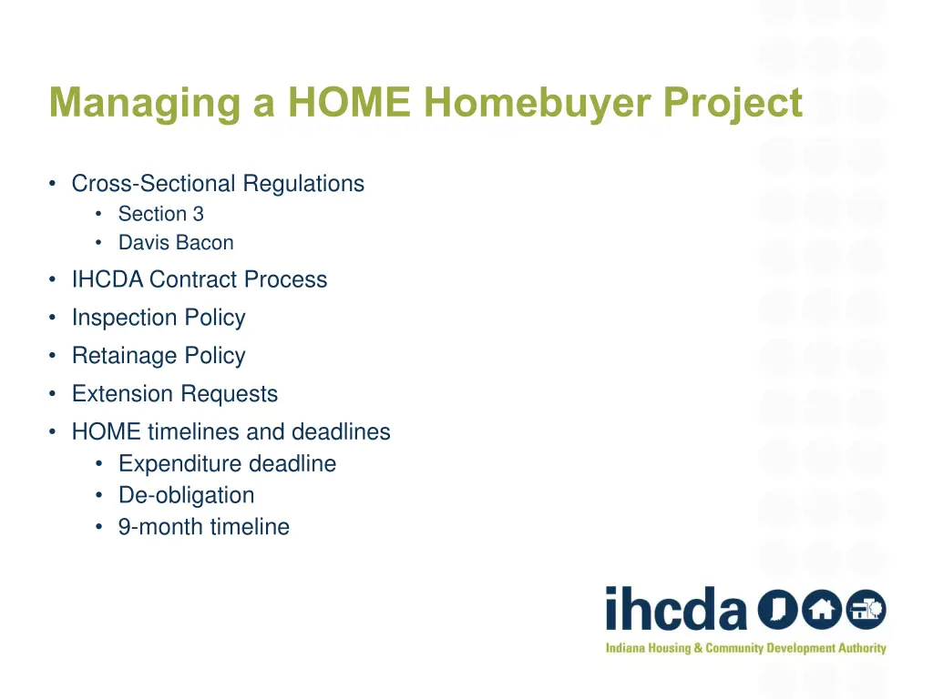 managing a home homebuyer project