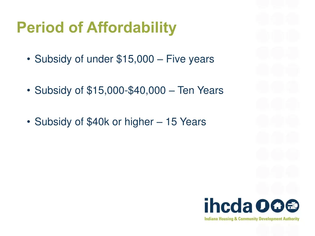 period of affordability 1