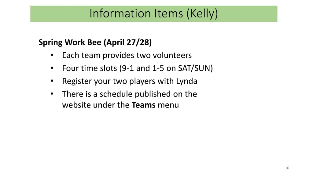 information items kelly