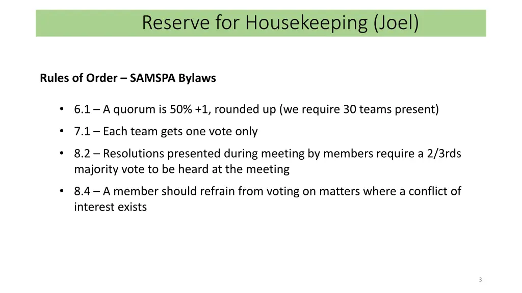 reserve for housekeeping joel