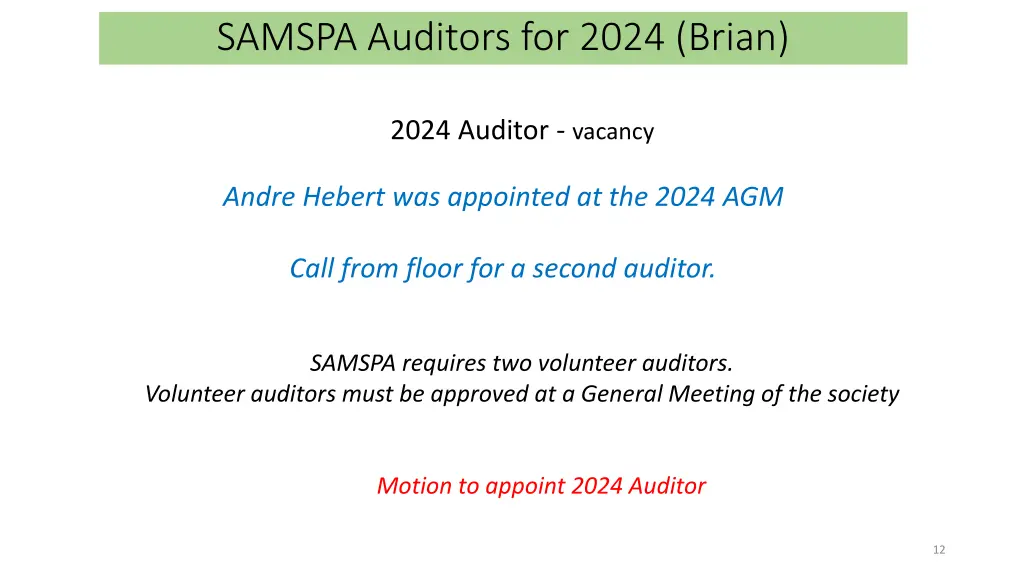 samspa auditors for 2024 brian