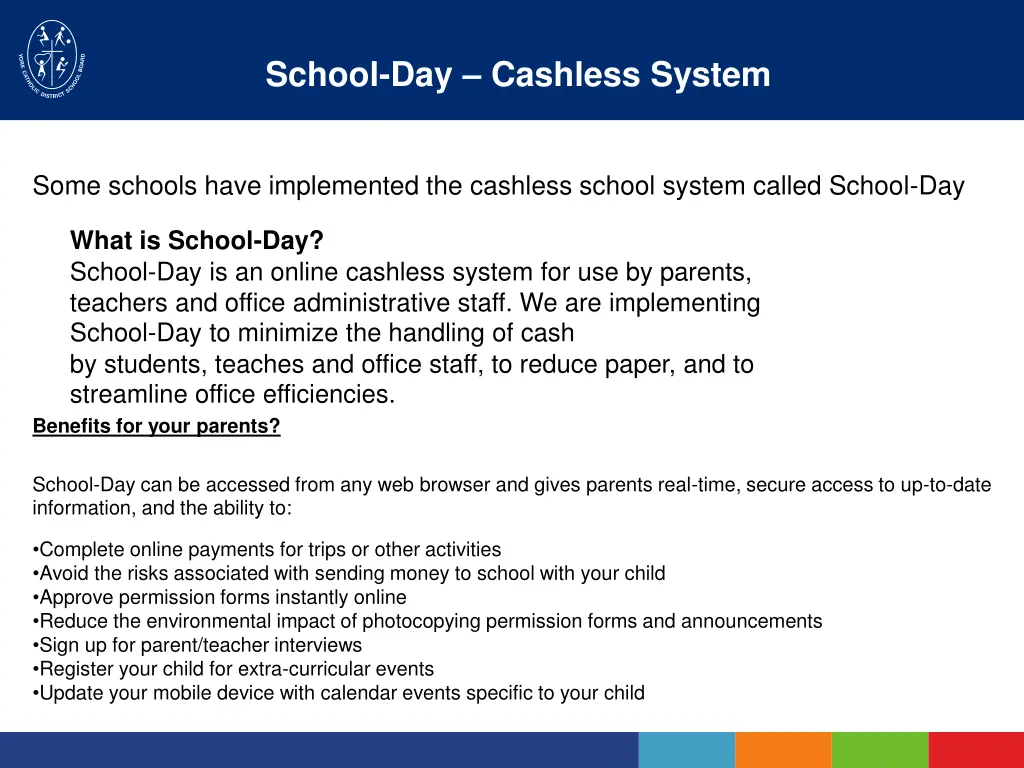 school day cashless system