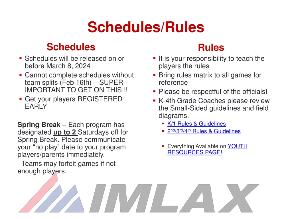 schedules rules