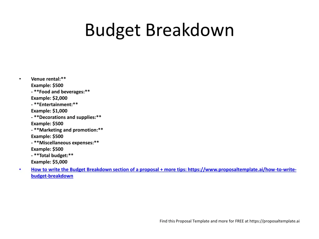 budget breakdown