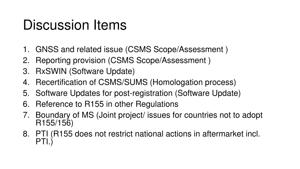 discussion items