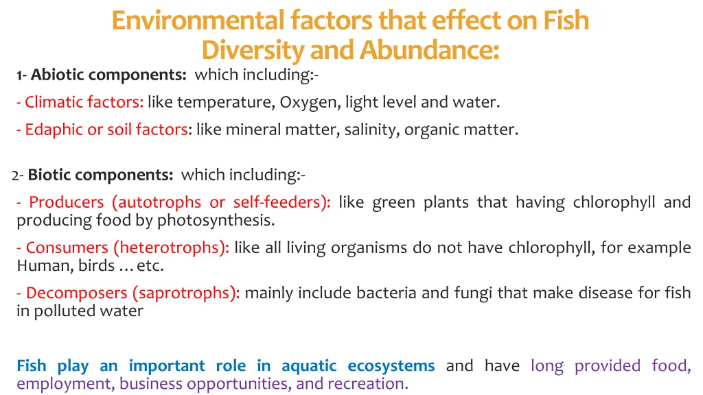 environmental factors that effect on fish