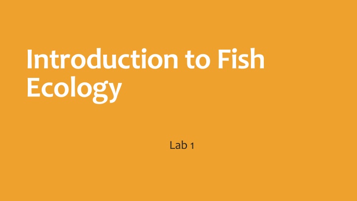 introduction to fish ecology