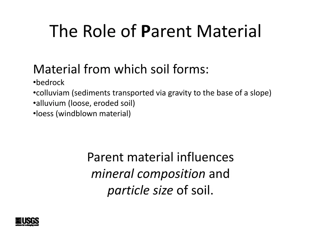 the role of p arent material
