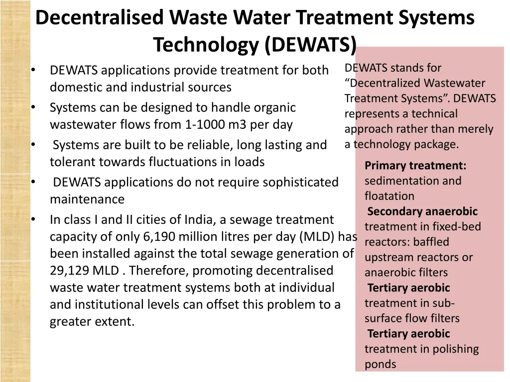 decentralised waste water treatment systems