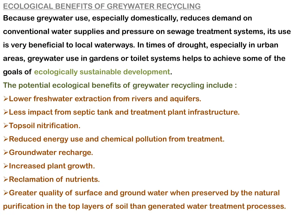 ecological benefits of greywater recycling