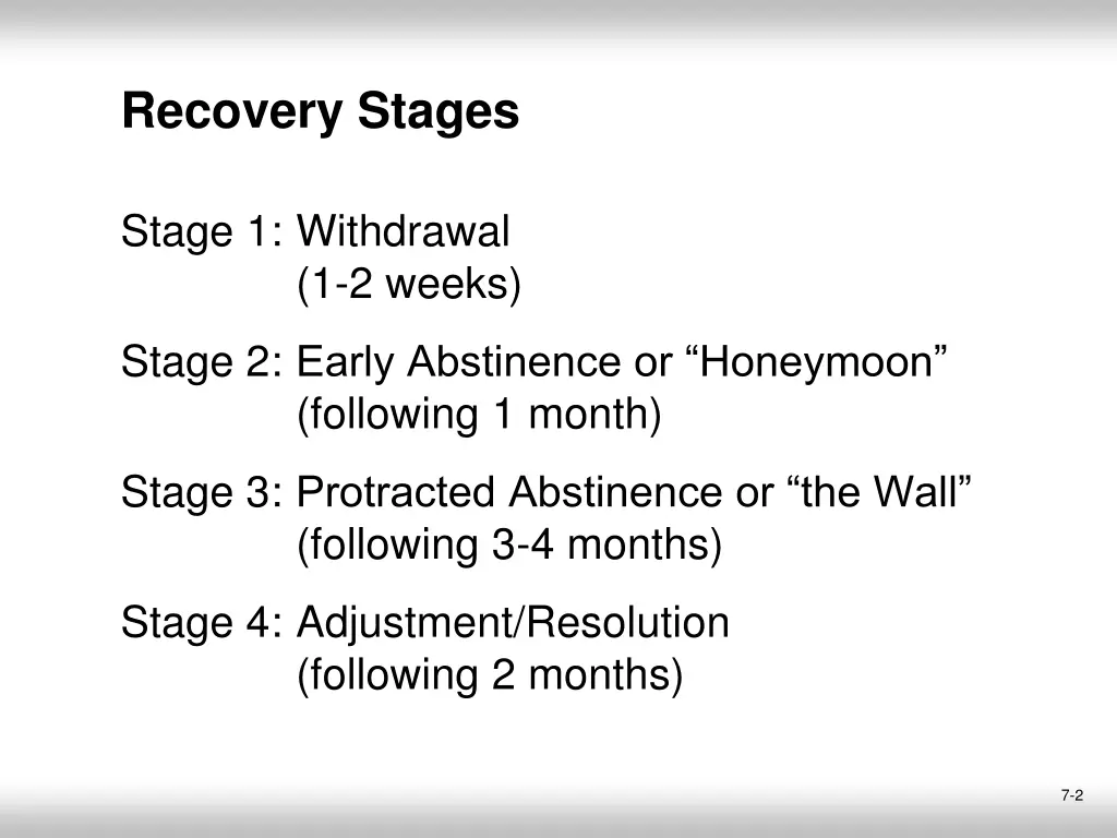 recovery stages