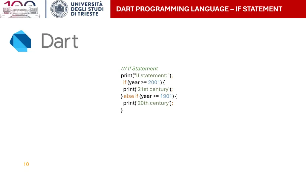 dart programming language if statement