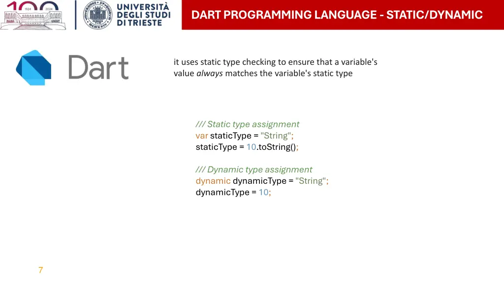 dart programming language static dynamic