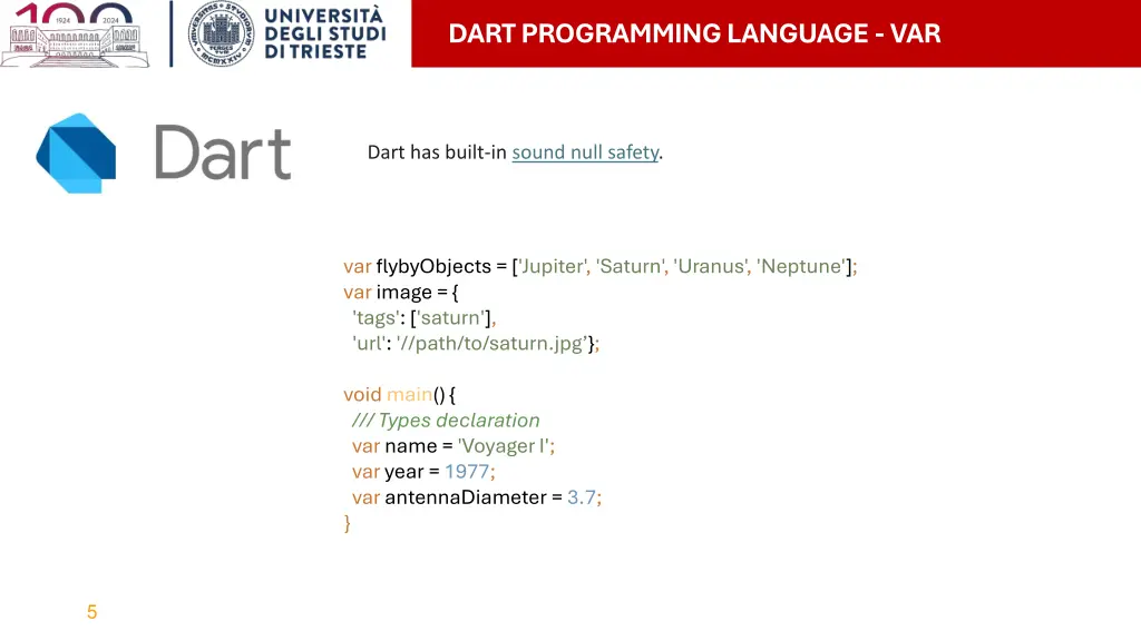 dart programming language var