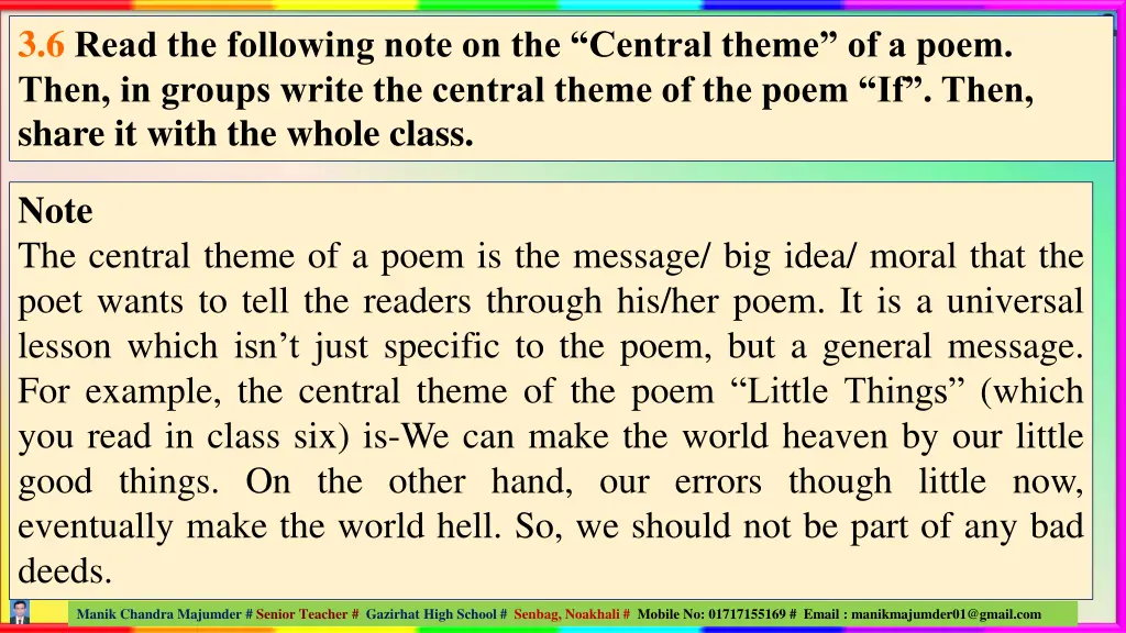 3 6 read the following note on the central theme