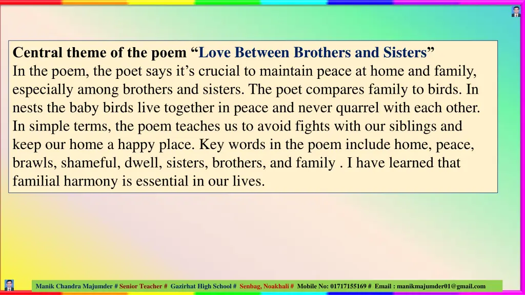 central theme of the poem love between brothers