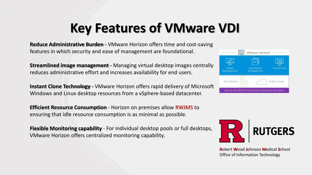 key features of vmware vdi