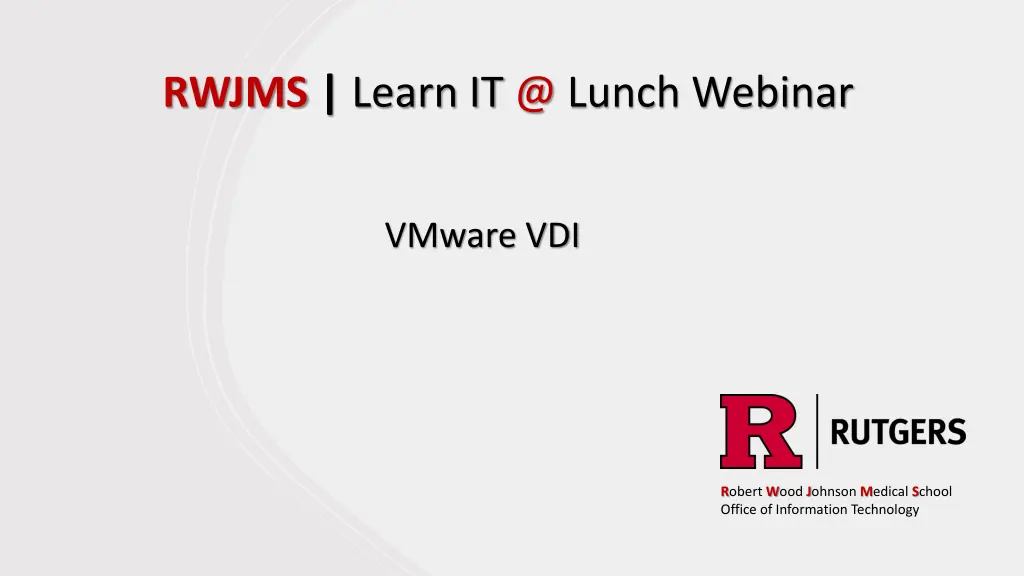 rwjms learn it @ lunch webinar