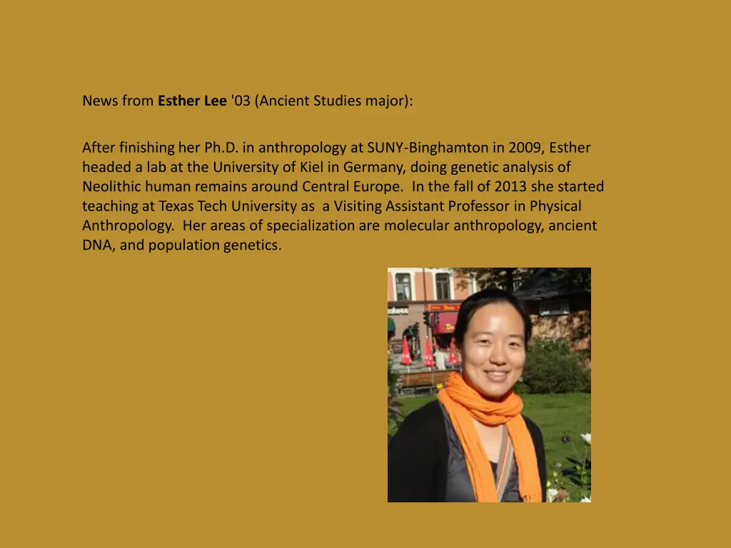 news from esther lee 03 ancient studies major