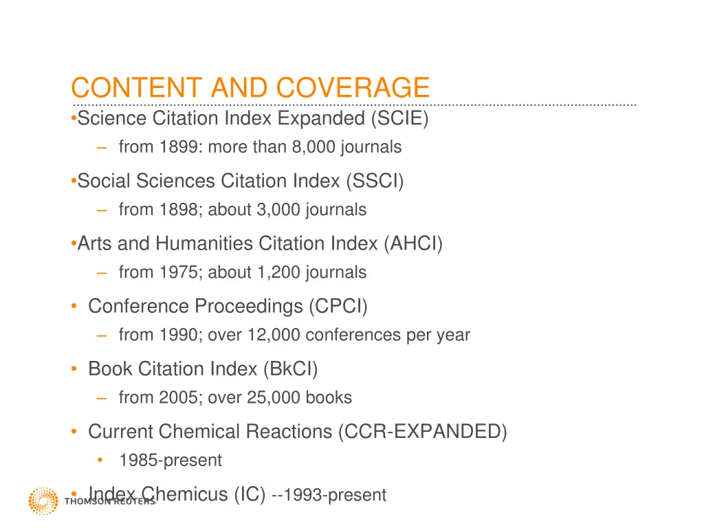 content and coverage science citation index