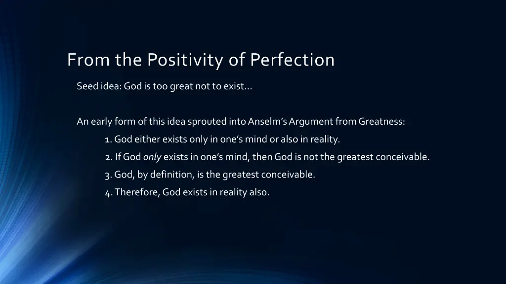 from the positivity of perfection
