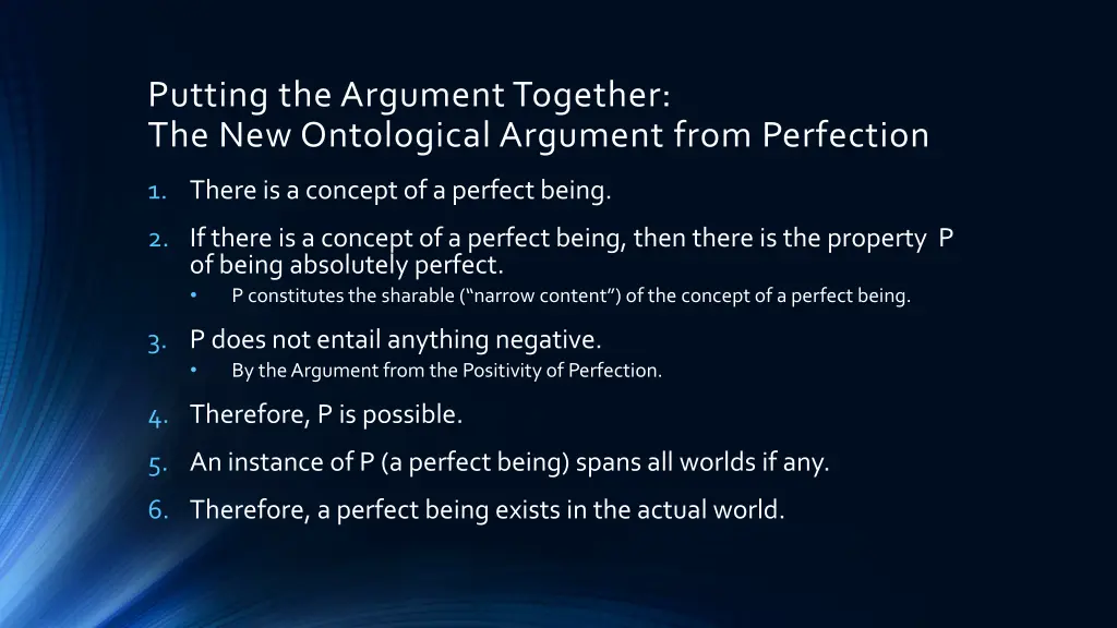 putting the argument together the new ontological