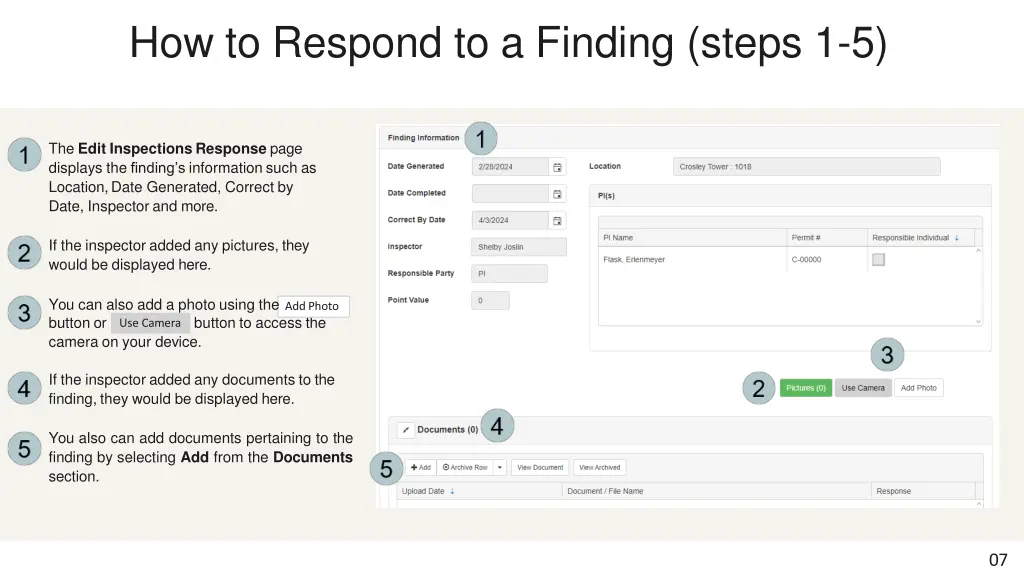 how to respond to a finding steps 1 5