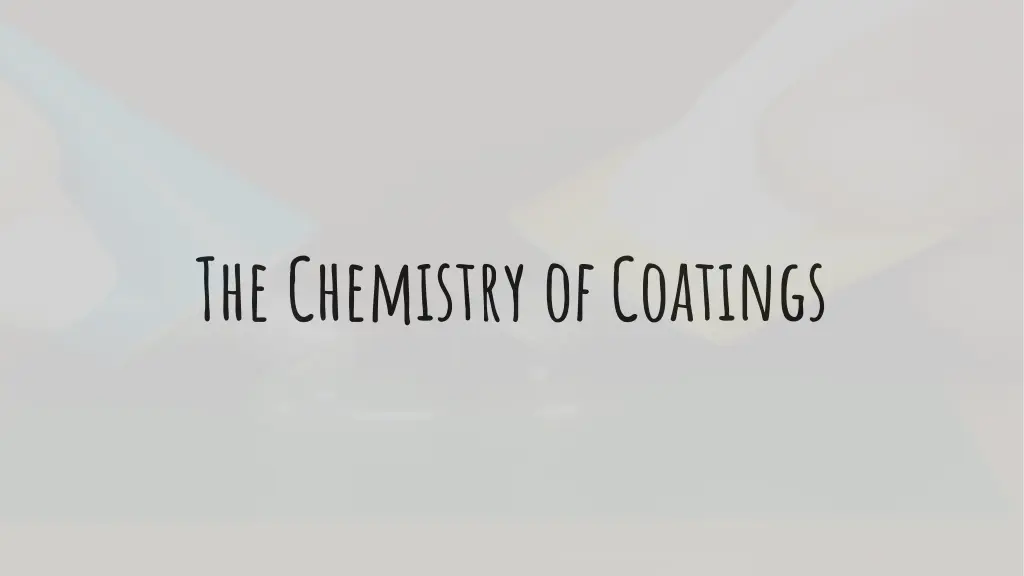 the chemistry of coatings 1