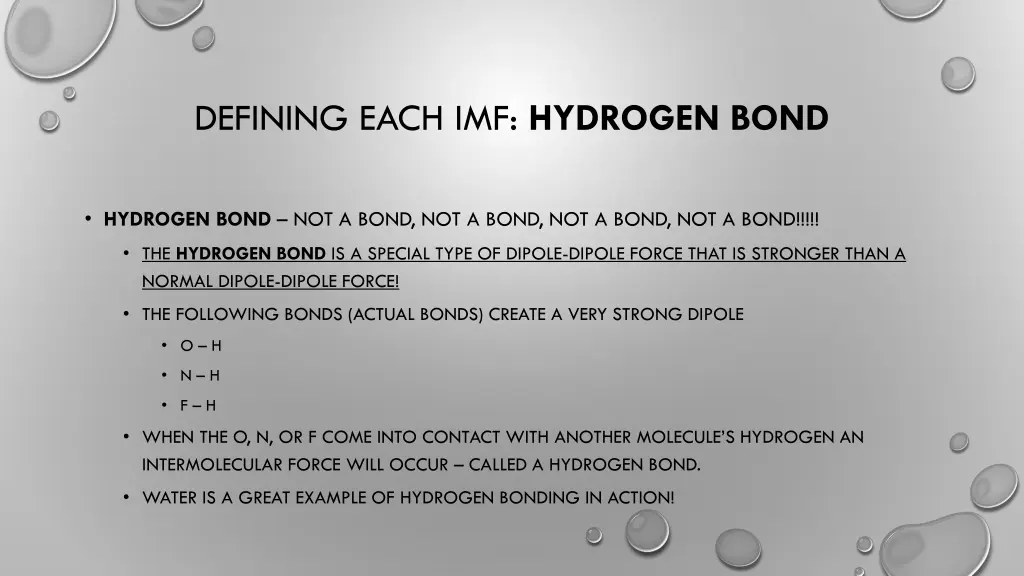 defining each imf hydrogen bond