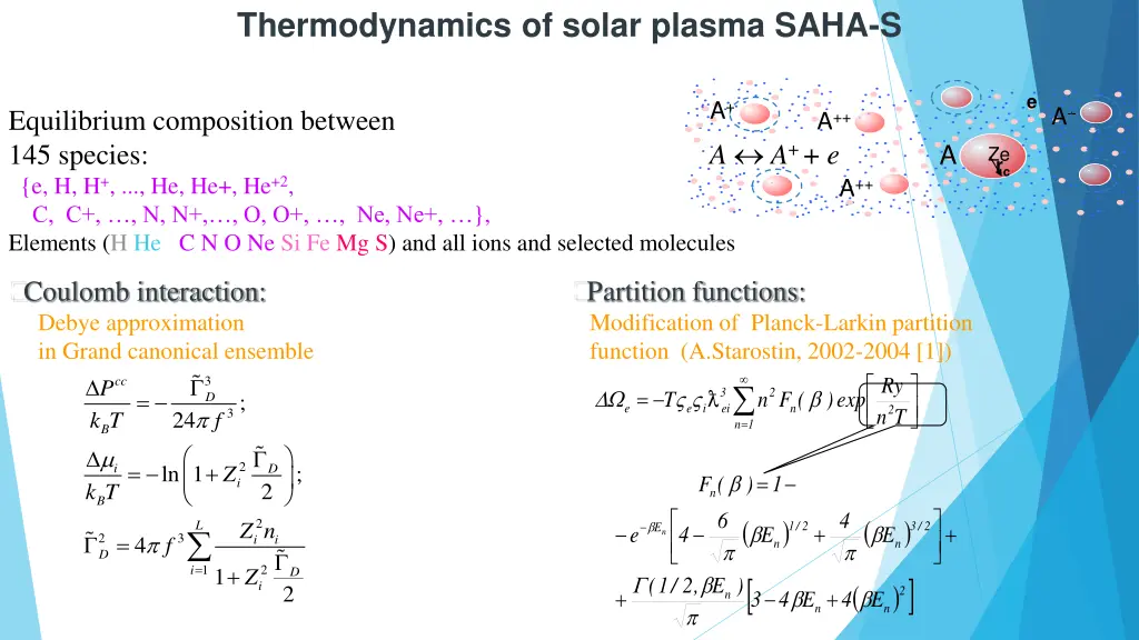 thermodynamics of solar plasma saha s