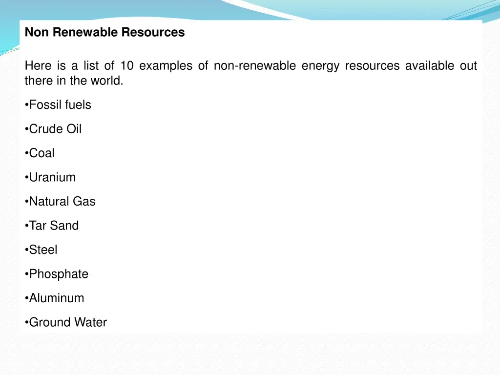 non renewable resources