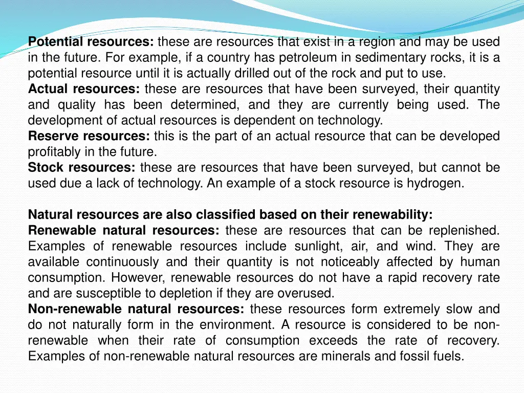 potential resources these are resources that