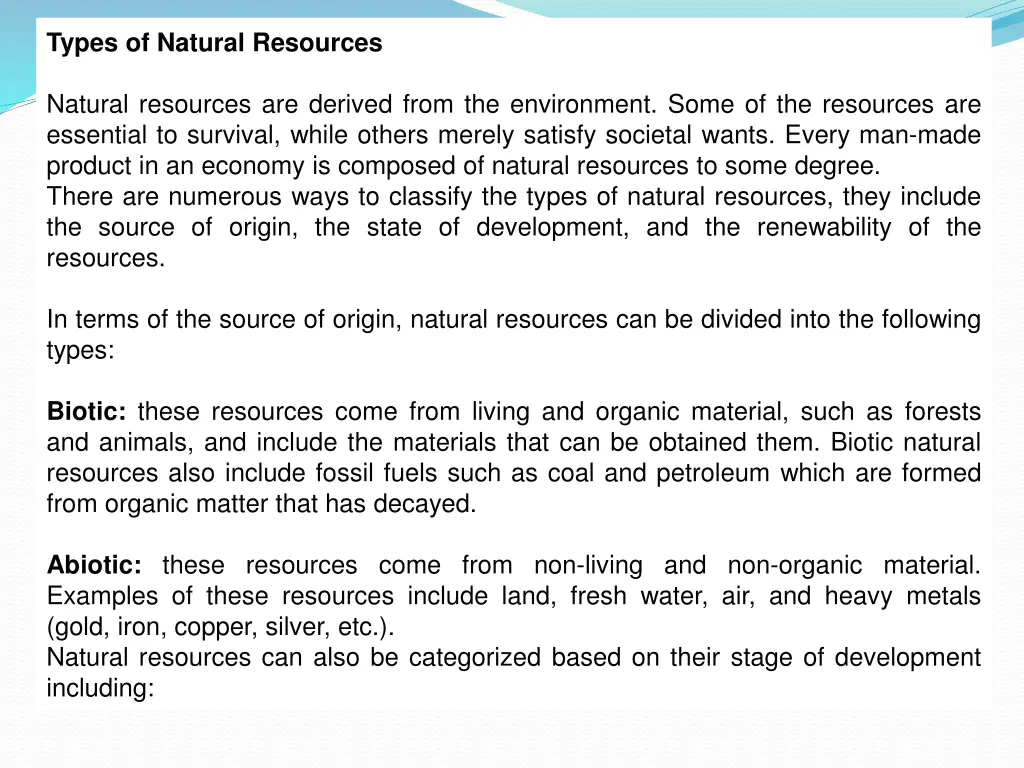 types of natural resources